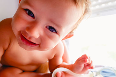 Close-up portrait of cute baby