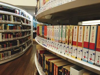 Books on shelves at library