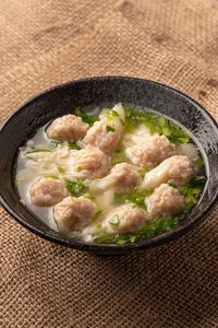 High angle view of food in bowl