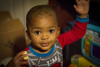 Portrait of cute boy at home