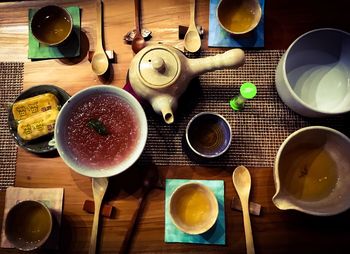 Close-up of coffee cup on table