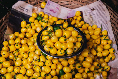 High angle view of spices for sale at market stall