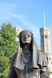 Low angle view of statue in city