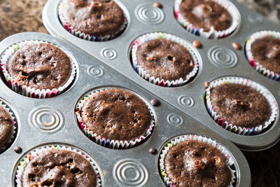 Close-up high angle view of cupcakes