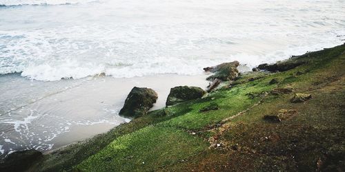 High angle view of beach