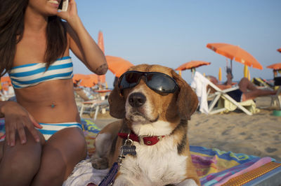 Portrait of woman with dog