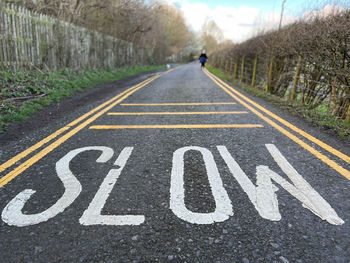 Close-up of text on road