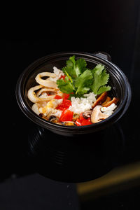 High angle view of food in bowl