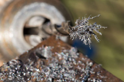 Close-up of damaged drill bit