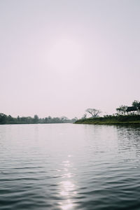 Scenic view of lake against clear sky