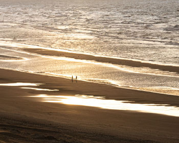 High angle view of beach during sunset