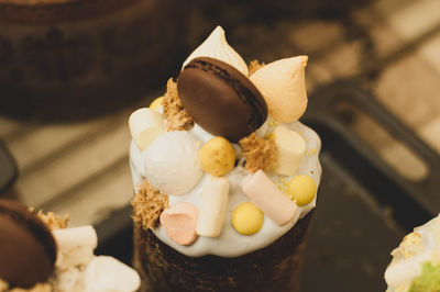 High angle view of cake