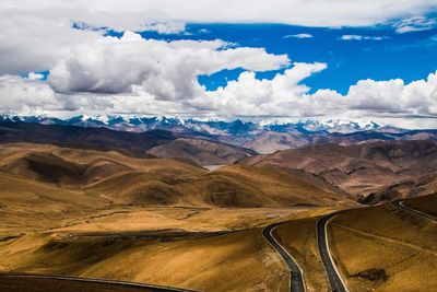 Scenic view of mountains against sky