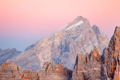 Low angle view of rock formation against sky