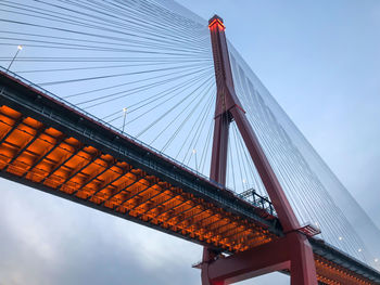 Low angle view of suspension bridge