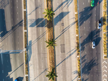 High angle view of street by building