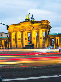 Light trails on street in city