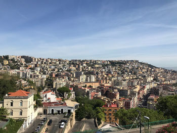 High angle view of townscape against sky