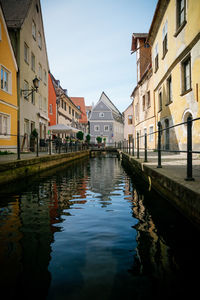 Canal amidst buildings against sky in city