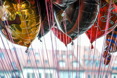 Close-up of helium balloons