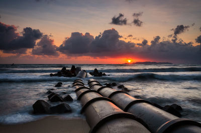 Scenic view of sea against sky during sunset