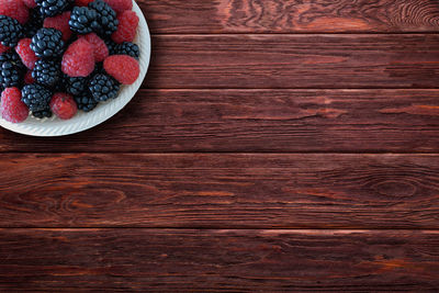 High angle view of fruits on table