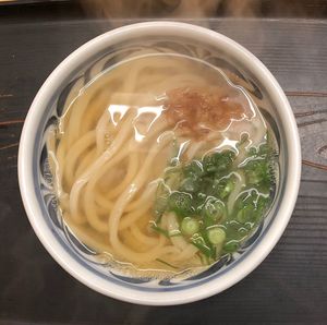 High angle view of soup in bowl on table