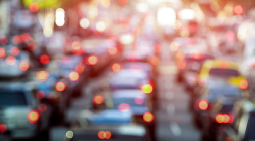 Defocused image of traffic on city street