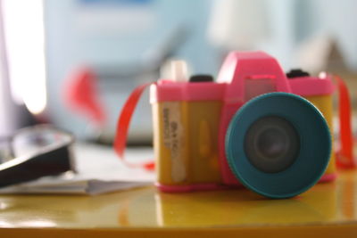 Close-up of toy on table