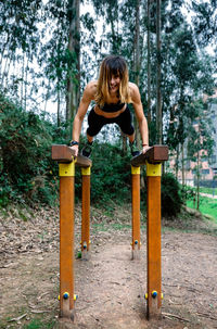 Woman exercising at park