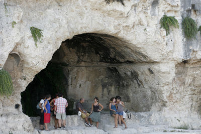 Group of people in cave