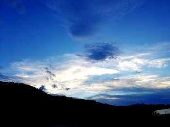 Low angle view of silhouette mountain against sky