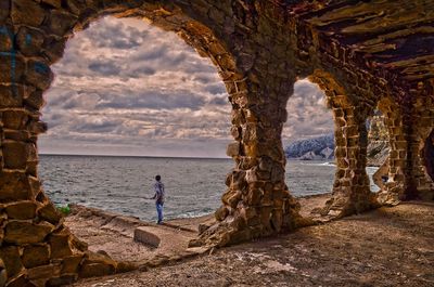 View of sea against cloudy sky