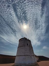 Low angle view of building on field against sky