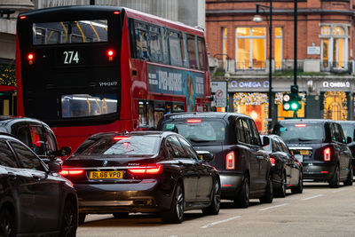 Traffic on road in city at night