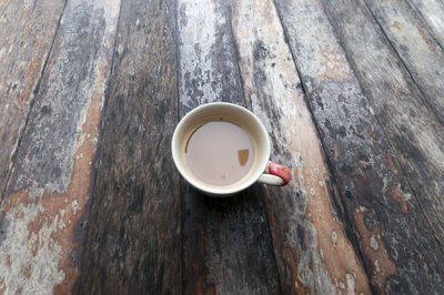 High angle view of coffee cup