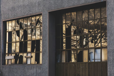 Broken windows of building