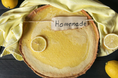 High angle view of lemon on table