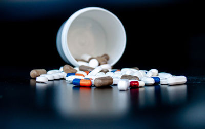 Close-up of pills on table