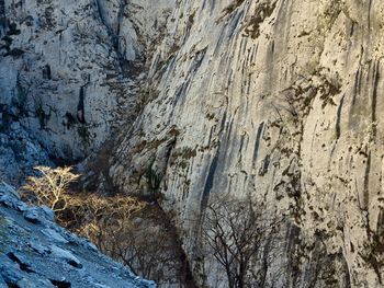 Low angle view of rocks on mountain