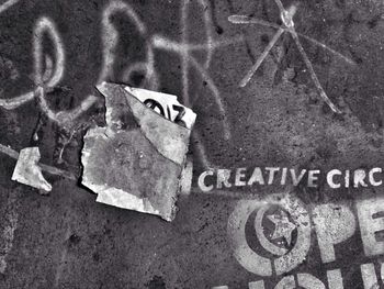 Close-up of text on wall