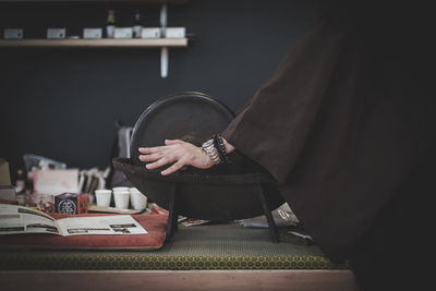 Man working on table