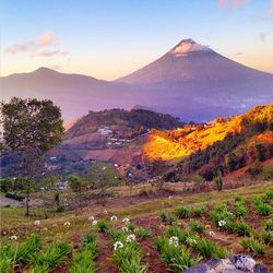 Scenic view of mountains against sky