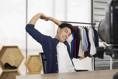 Man working on table