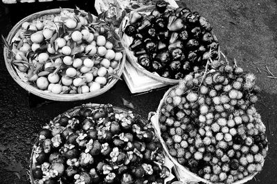 High angle view of fruits for sale in market