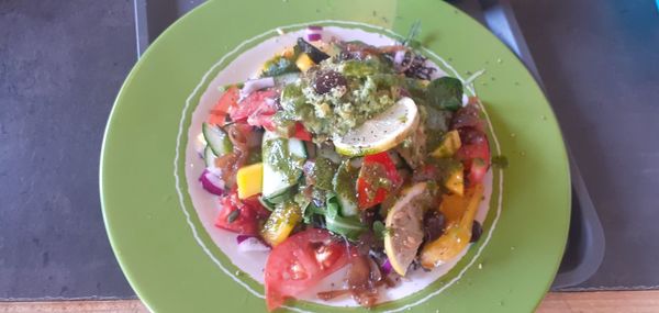 High angle view of meal served in plate