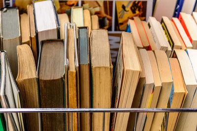 Full frame shot of books in shelf at store