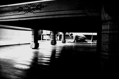 People walking in corridor