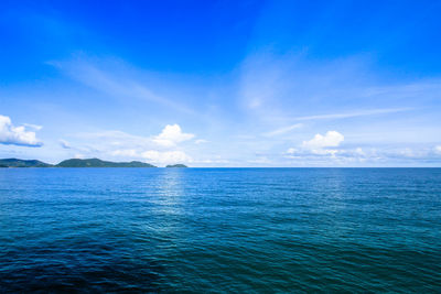 Scenic view of sea against blue sky