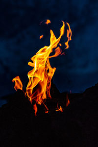 Close-up of fire at night